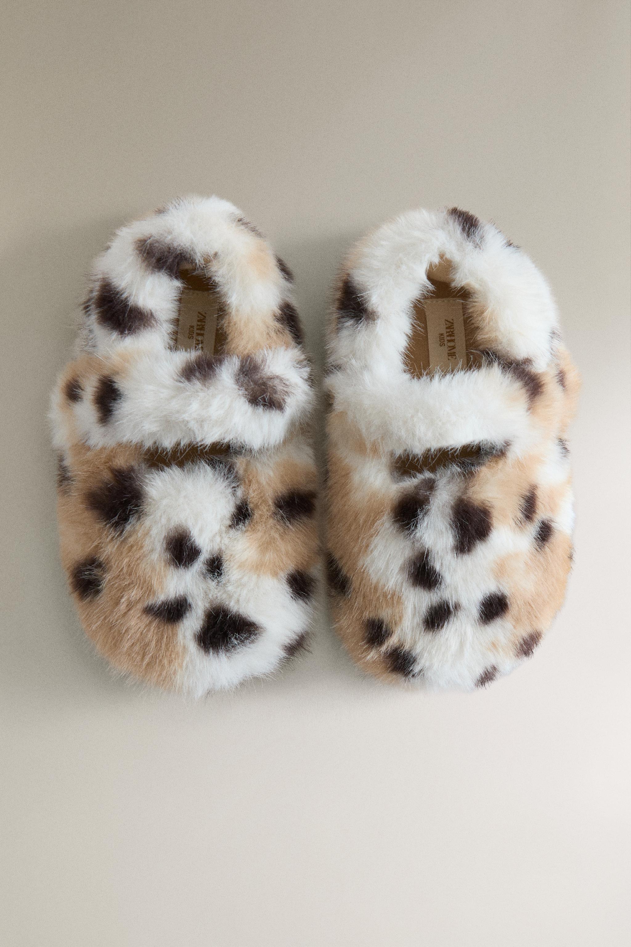 KIDS' FAUX FUR SLIPPERS
